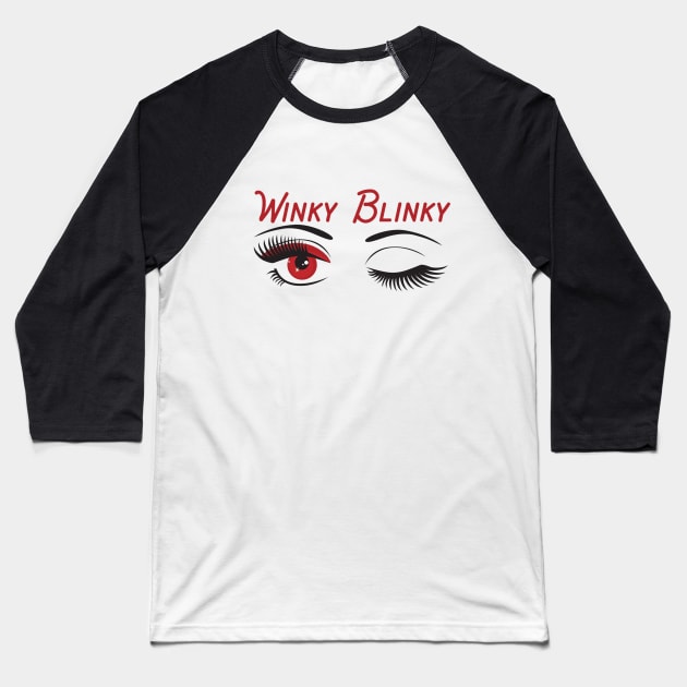 Winky Blinky Baseball T-Shirt by HorrorVirgin